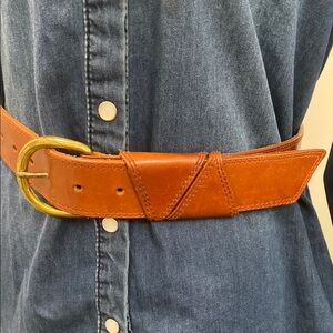 Omega Brown Leather Belt with Gold Buckle English BRIDLE Size small
